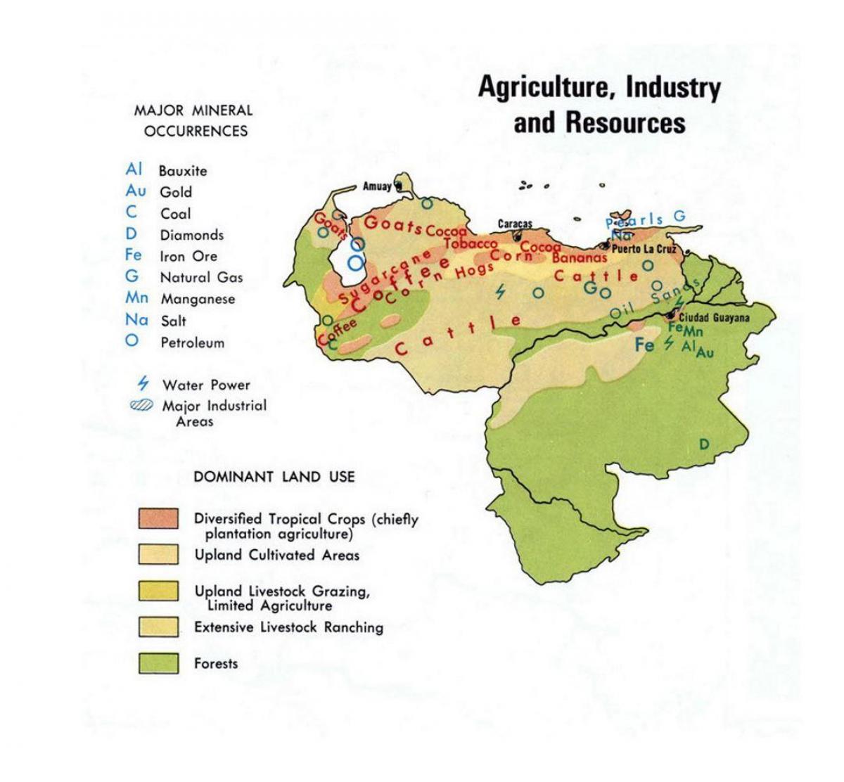 mapa venezuely přírodních zdrojů