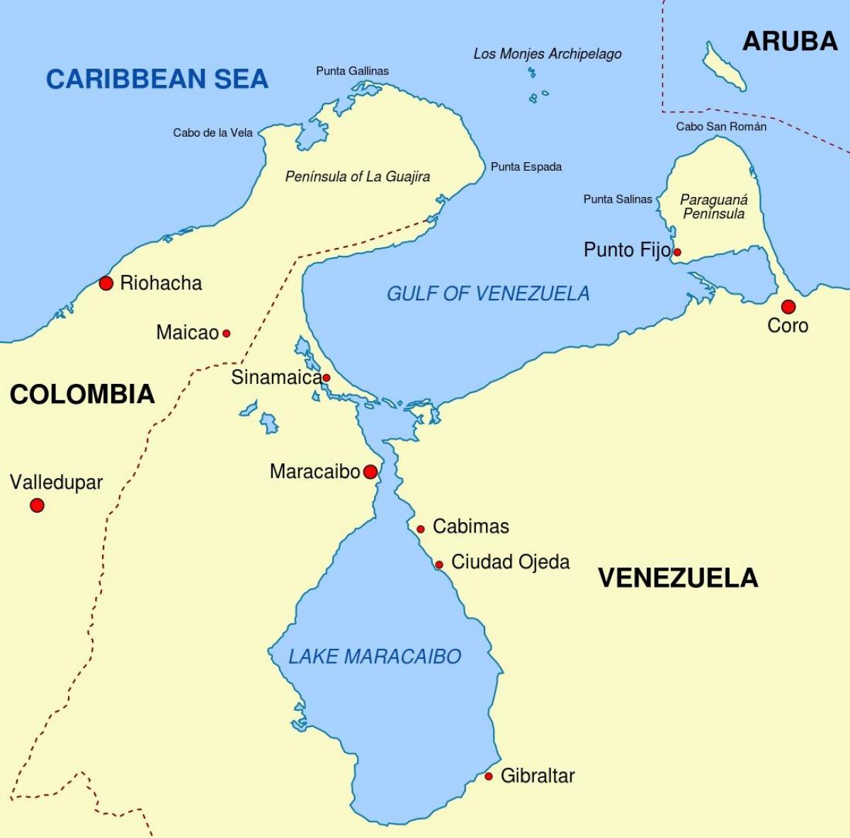 mapa zálivu venezuela