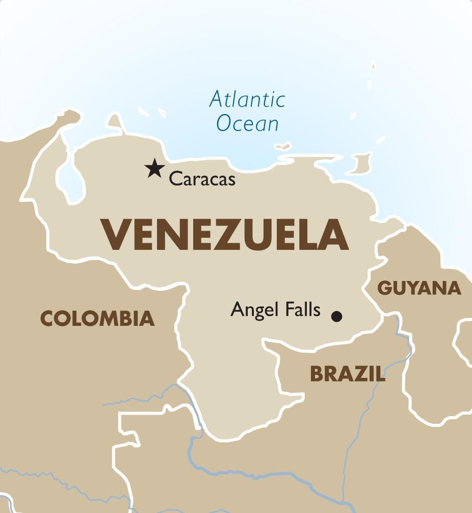venezuela kapitálu mapě