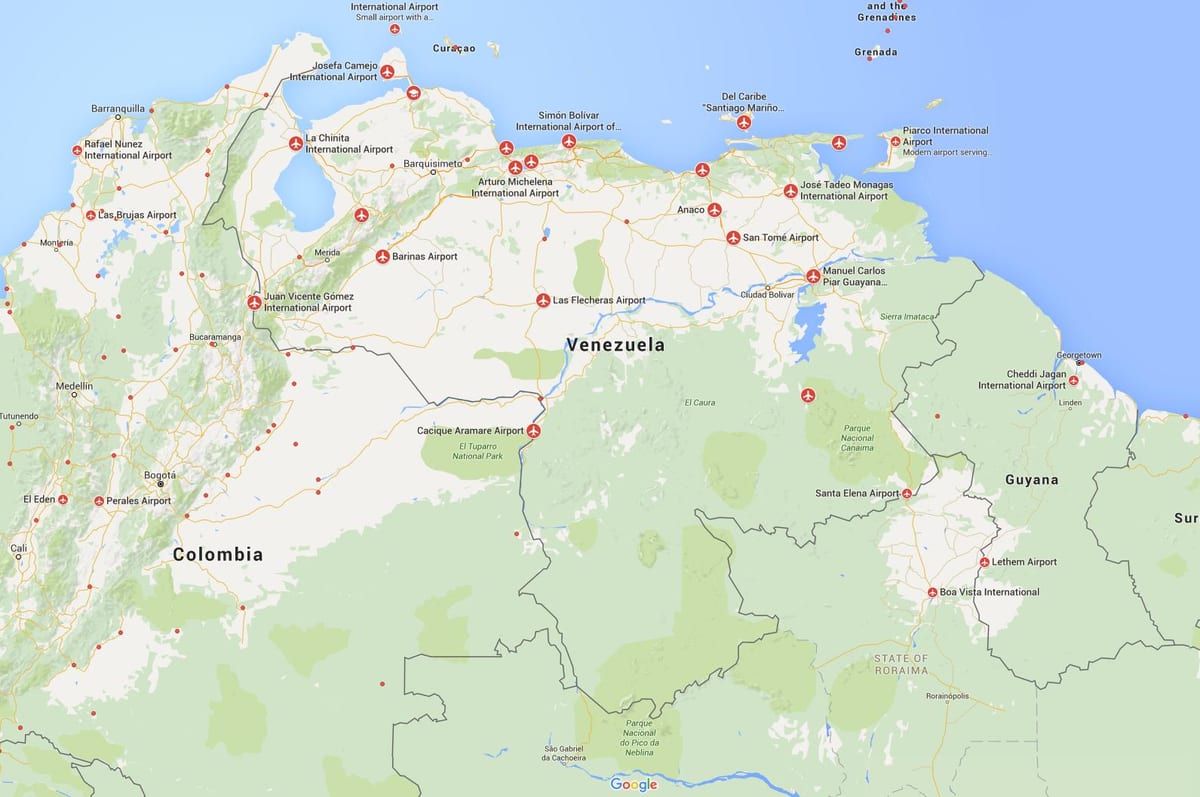 mapa venezuely letišť