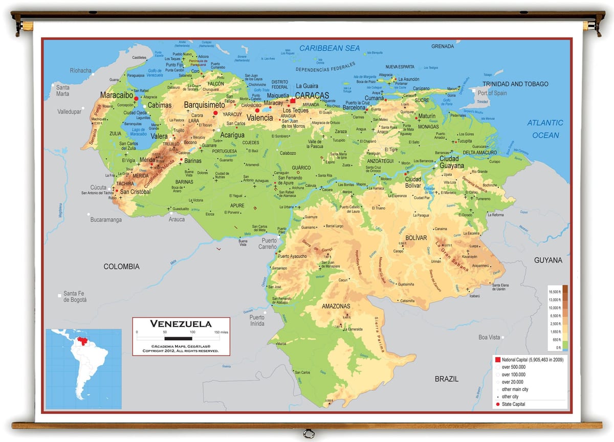 mapa venezuely nadmořská výška