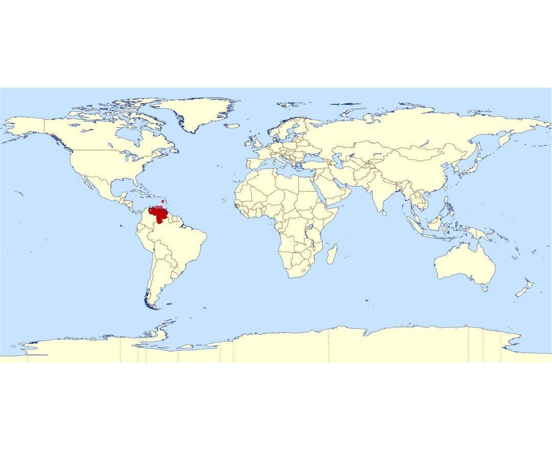 venezuela polohu v mapě světa