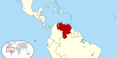 Venezuela na mapě jižní ameriky