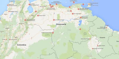 Mapa venezuely letišť