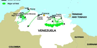 Venezuela zásoby ropy mapě