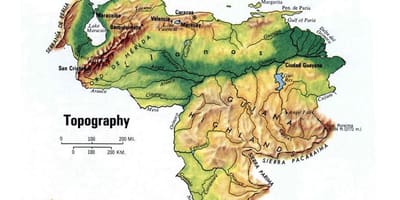 Mapa venezuely topografické