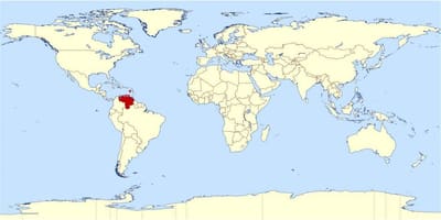 Venezuela polohu v mapě světa